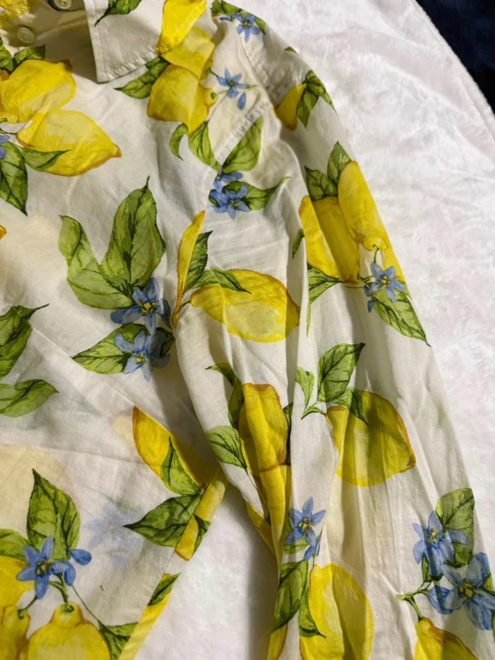 Talbots Lemon Print Button-Down Shirt - Yellow, Green & white - Picture 5 of 6